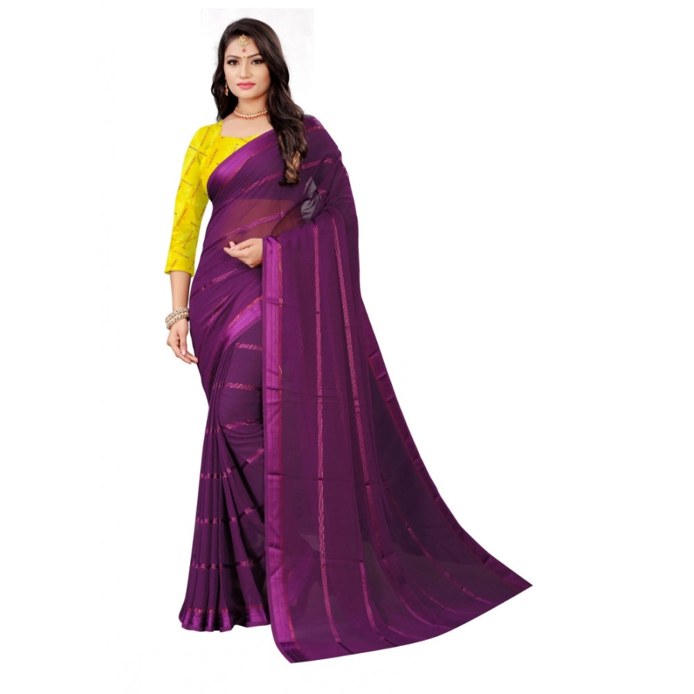 Clasymist Women's Georgette Silk Saree(Wine ,5-6Mtrs)