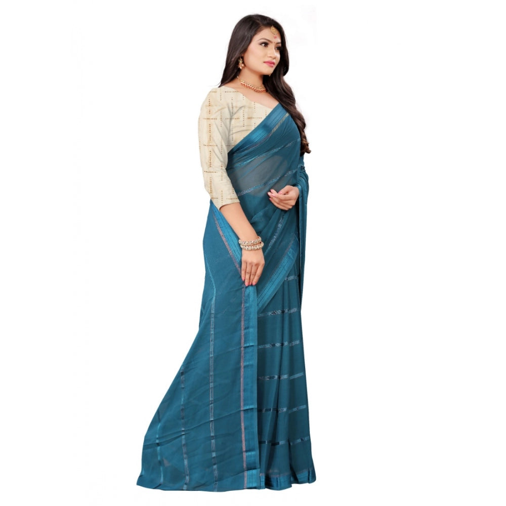 Clasymist Women's Georgette Silk Saree(Rama ,5-6Mtrs)