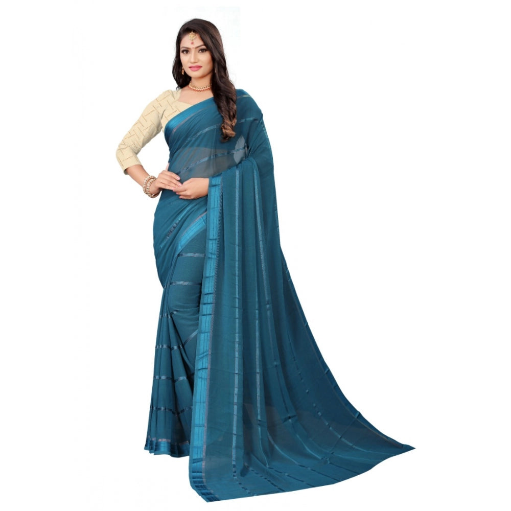 Clasymist Women's Georgette Silk Saree(Rama ,5-6Mtrs)