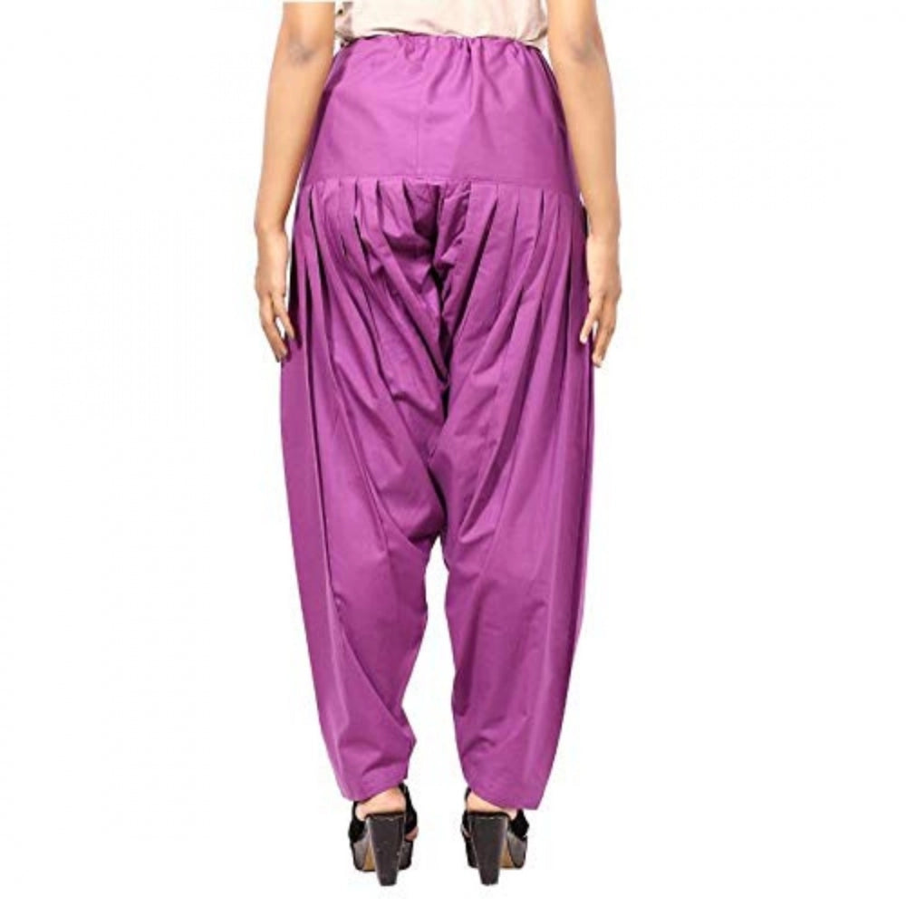 Clasymist Women's Cotton Solid Patiyala (Color:Violet)