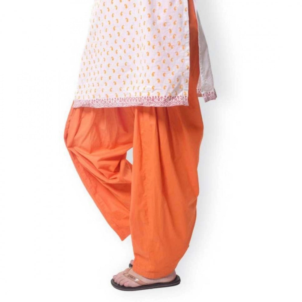 Clasymist Women's Cotton Solid Patiyala (Color:Orange)