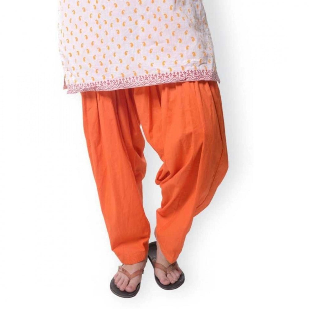 Clasymist Women's Cotton Solid Patiyala (Color:Orange)