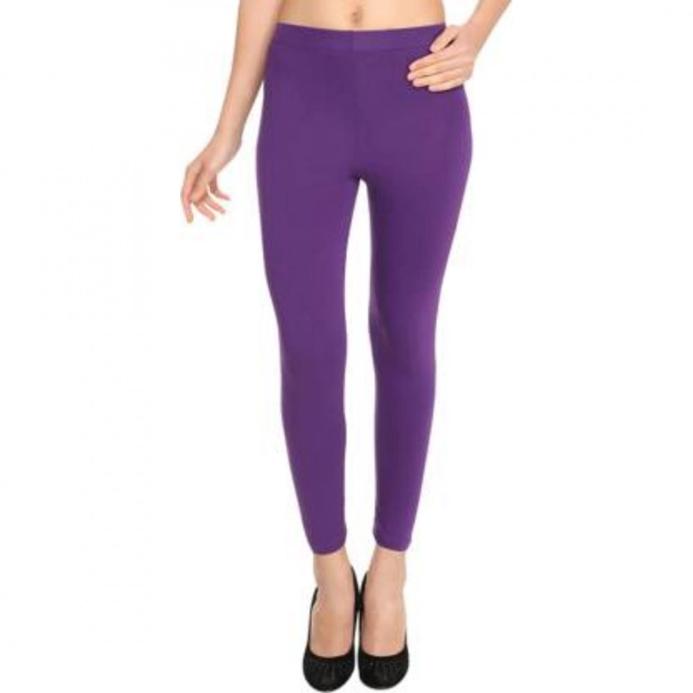 Clasymist Women's Cotton Leggings (Color:Purple)