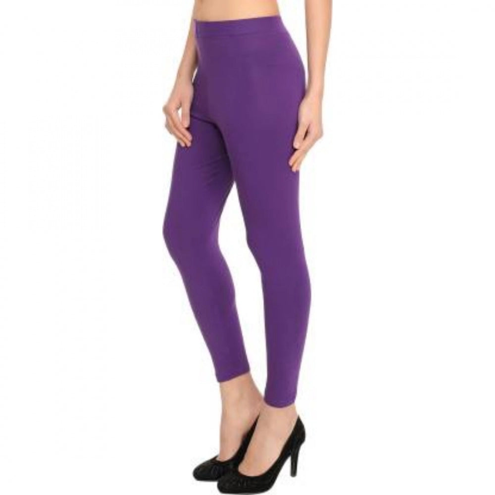 Clasymist Women's Cotton Leggings (Color:Purple)