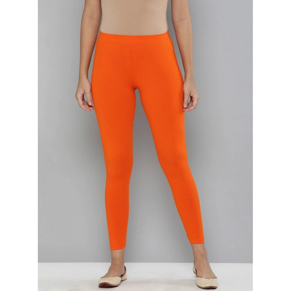 Clasymist Women's Cotton Leggings (Color:Orange)