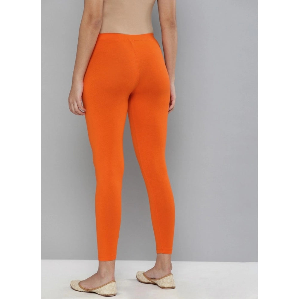 Clasymist Women's Cotton Leggings (Color:Orange)