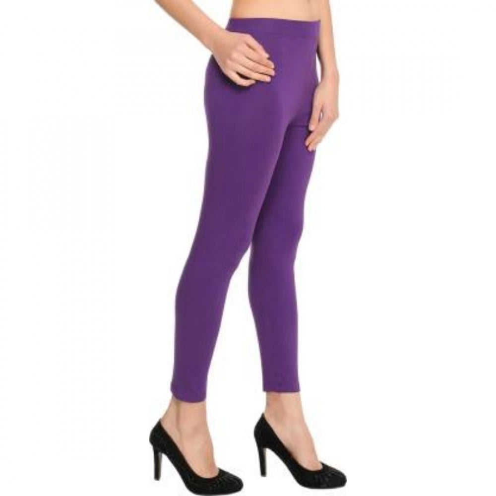 Clasymist Women's Cotton Leggings (Color:Purple)