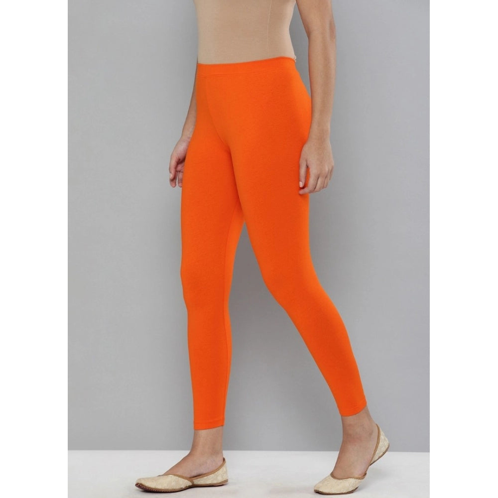 Clasymist Women's Cotton Leggings (Color:Orange)