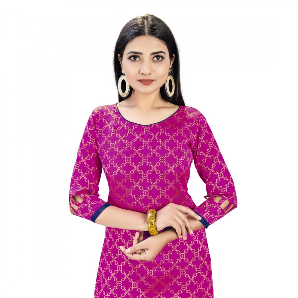 Clasymist Banarasi Silk Unstitched Salwar-Suit Material Premium Quality With Dupatta (Color: Pink)