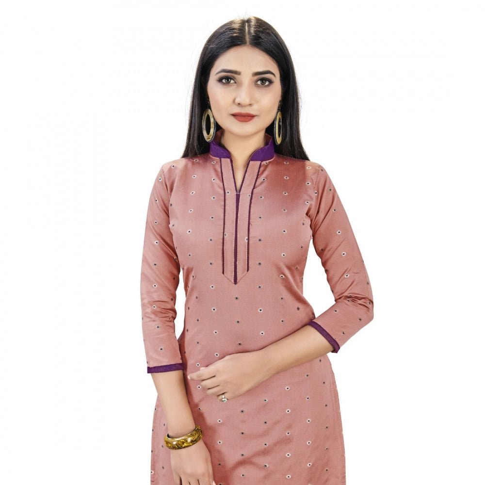 Clasymist Banarasi Silk Unstitched Salwar-Suit Material Premium Quality With Dupatta (Color: Peach)