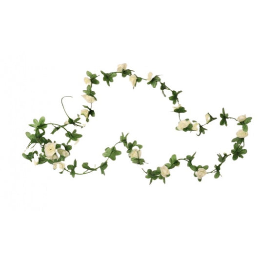 Clasymist Artificial White Rose Vine Flowers Plants Artificial Flower Creeper Hanging Rose For Home Decoration (Color: White, Material: Silk Polyester)