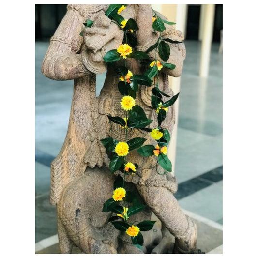 Clasymist Artificial Sunflower Vine Creeper With Big Green Leaves And 11 Sunflowers For Home Decoration (Color: Yellow, Material: Silk Polyester)