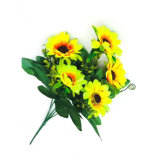 Clasymist Artificial Flowers Bunch Bouquet Of 5 Sunflowers For Home Decoration (Color: Yellow, Material: Silk Polyester)