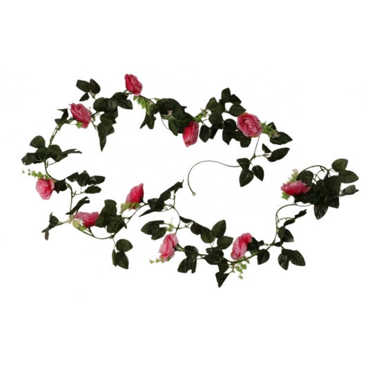 Clasymist Artificial Dark Pink White Filler Rose Vines Flowers Plants Artificial Flower Creeper Hanging Rose For Home Decoration (Color: DarkPink, Material: Silk Polyester)