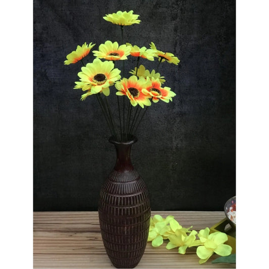 Clasymist Artificial Flowers Bunch Bouquet Of 12 Sunflowers For Home Decoration (Color: Yellow, Material: Silk Polyester)