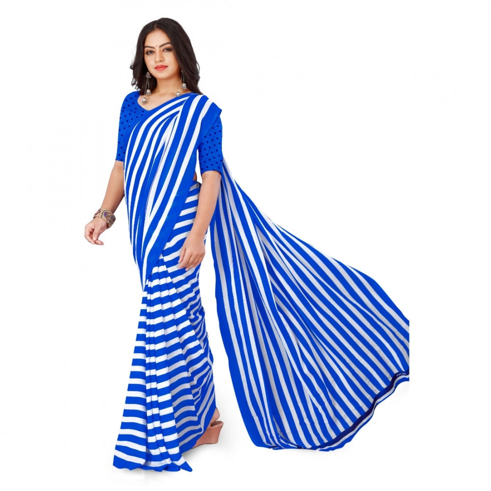 Clasymist Women's Faux Georgette Saree With Blouse (Blue, 5-6Mtrs)