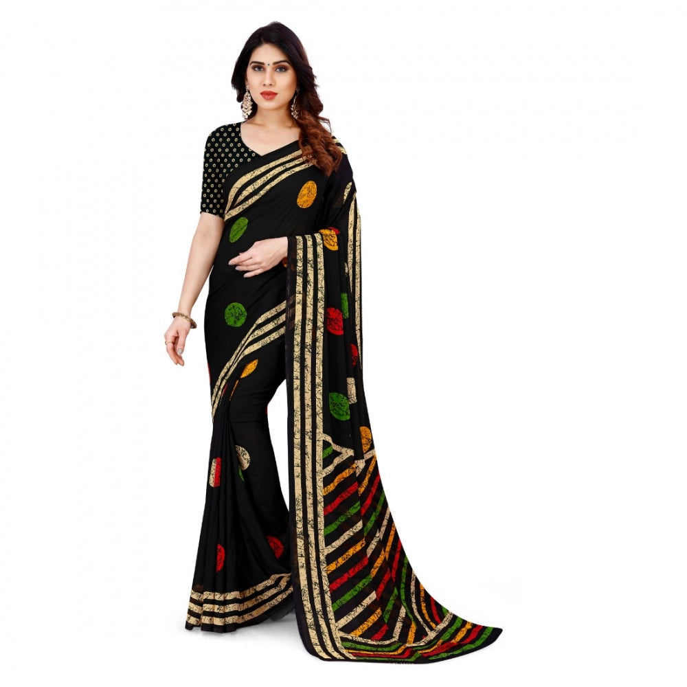 Clasymist Women's Faux Georgette Saree With Blouse (Multicolor, 5-6Mtrs)