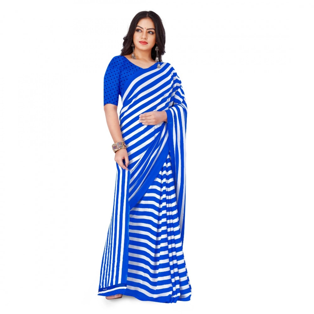 Clasymist Women's Faux Georgette Saree With Blouse (Blue, 5-6Mtrs)