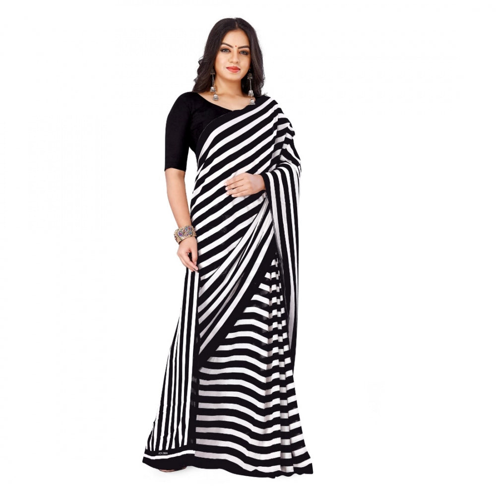 Clasymist Women's Faux Georgette Saree With Blouse (Black, 5-6Mtrs)