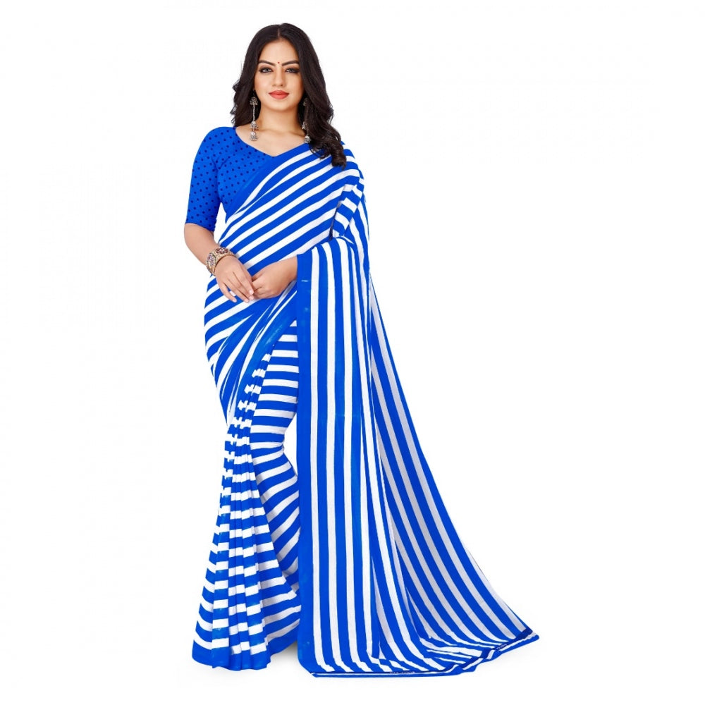 Clasymist Women's Faux Georgette Saree With Blouse (Blue, 5-6Mtrs)