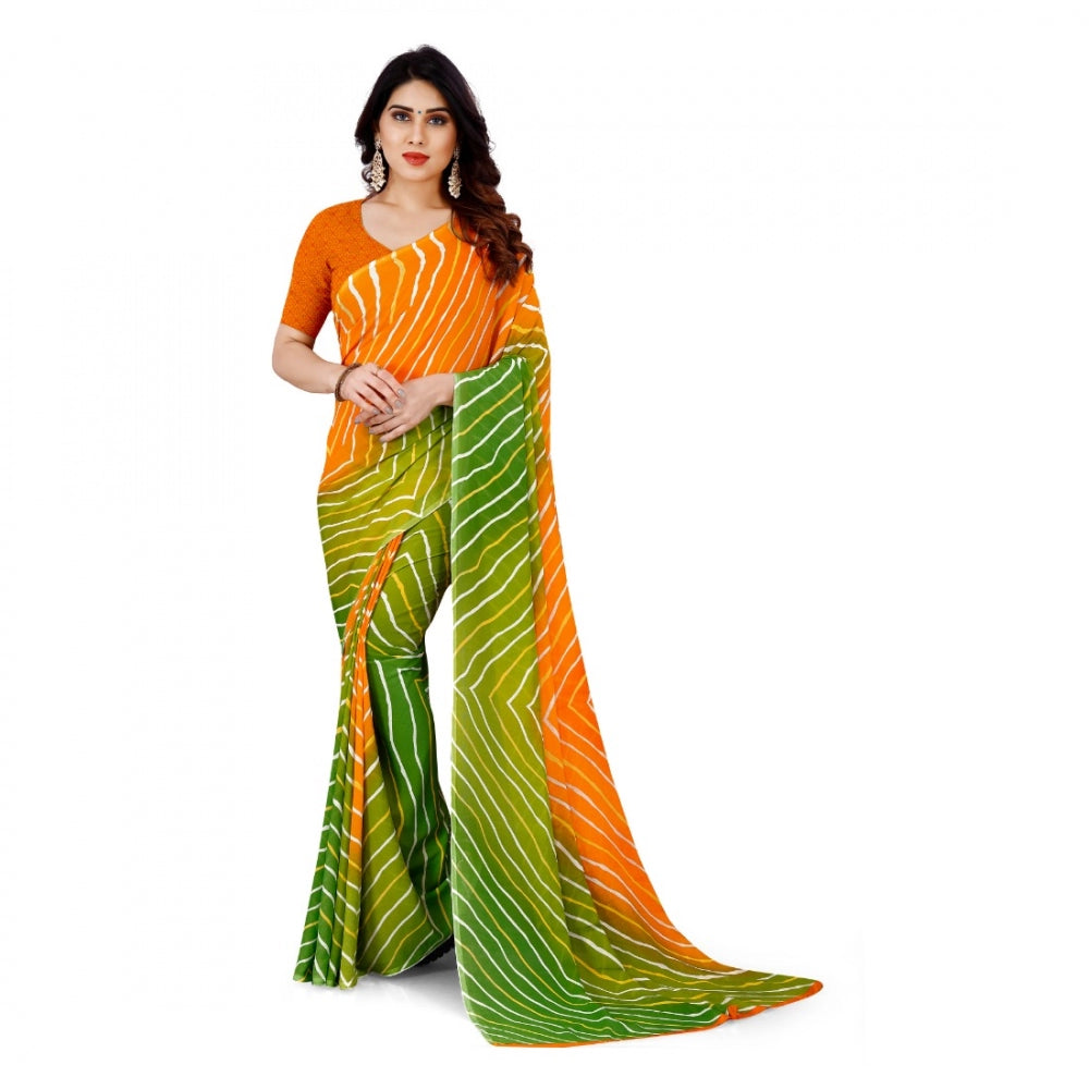 Clasymist Women's Faux Georgette Saree With Blouse (Yellow, 5-6Mtrs)