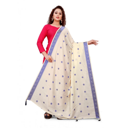 Clasymist Women's Vichitra Viscose Silk Blend Jacquard Work Dupatta (Cream, Length:2-2.4 mtr)