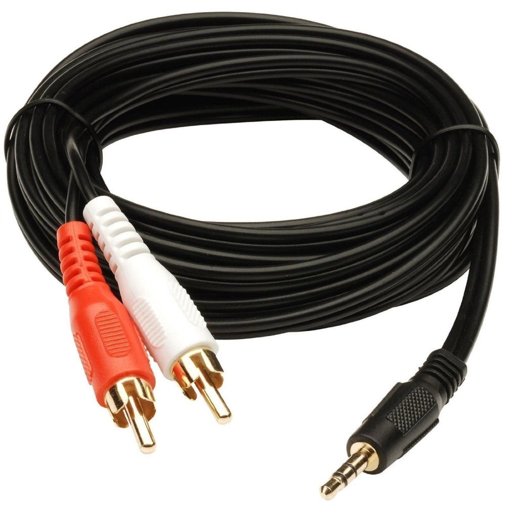 Clasymist 3.5mm Stereo Audio Male to 2RCA Male EP to 2RCA 3 Yards Connects Mobile and Home Theatre (Black)