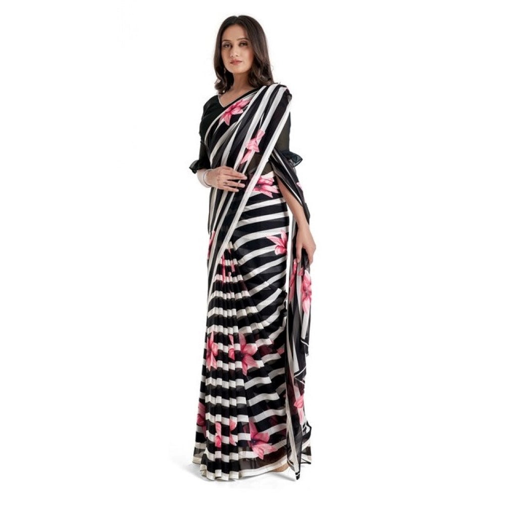 Clasymist Women's Georgette Saree With Blouse (Pink, 5-6mtrs)