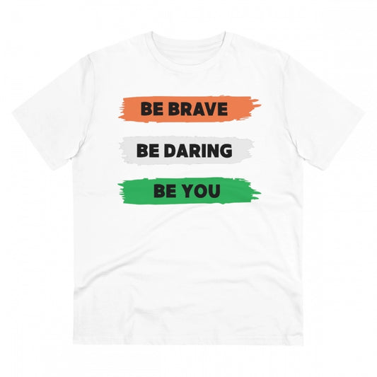 Clasymist Men's PC Cotton Be Brave Be You Printed T Shirt (Color: White, Thread Count: 180GSM)