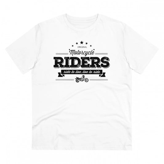 Clasymist Men's PC Cotton Bike Ride Design Printed T Shirt (Color: White, Thread Count: 180GSM)