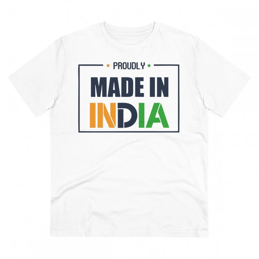 Clasymist Men's PC Cotton Made In India Printed T Shirt (Color: White, Thread Count: 180GSM)