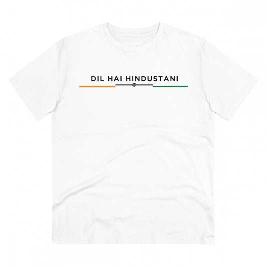 Clasymist Men's PC Cotton Dil Se Hindustani Printed T Shirt (Color: White, Thread Count: 180GSM)