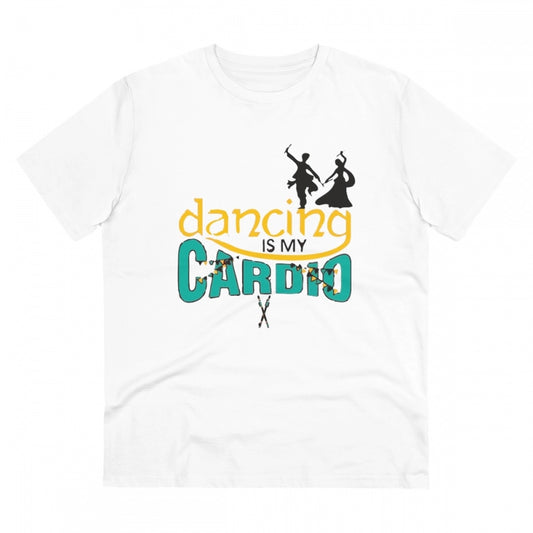 Clasymist Men's PC Cotton Dancing Is My Cardio Printed T Shirt (Color: White, Thread Count: 180GSM)