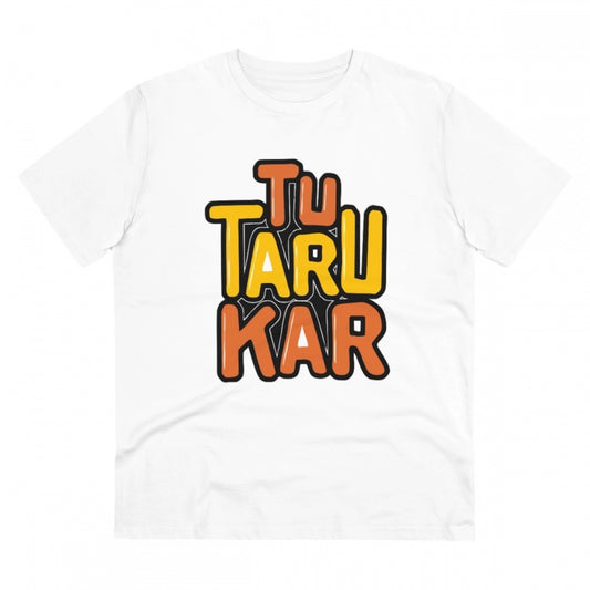 Clasymist Men's PC Cotton Tu Taru Kar Printed T Shirt (Color: White, Thread Count: 180GSM)