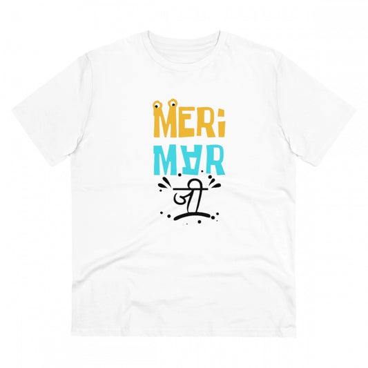 Clasymist Men's PC Cotton Meri Marji Printed T Shirt (Color: White, Thread Count: 180GSM)