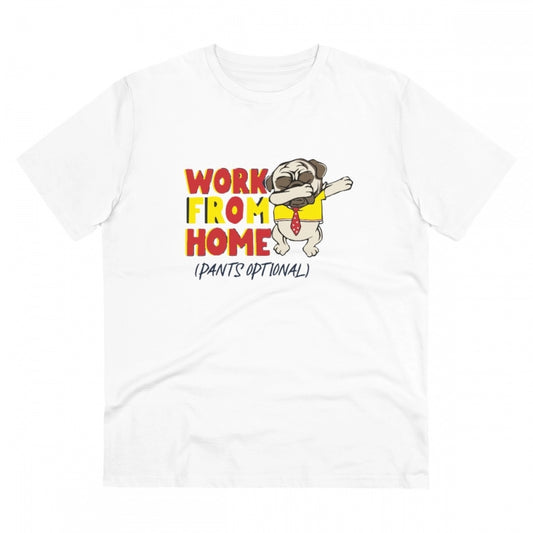 Clasymist Men's PC Cotton Work From Home Desing Printed T Shirt (Color: White, Thread Count: 180GSM)