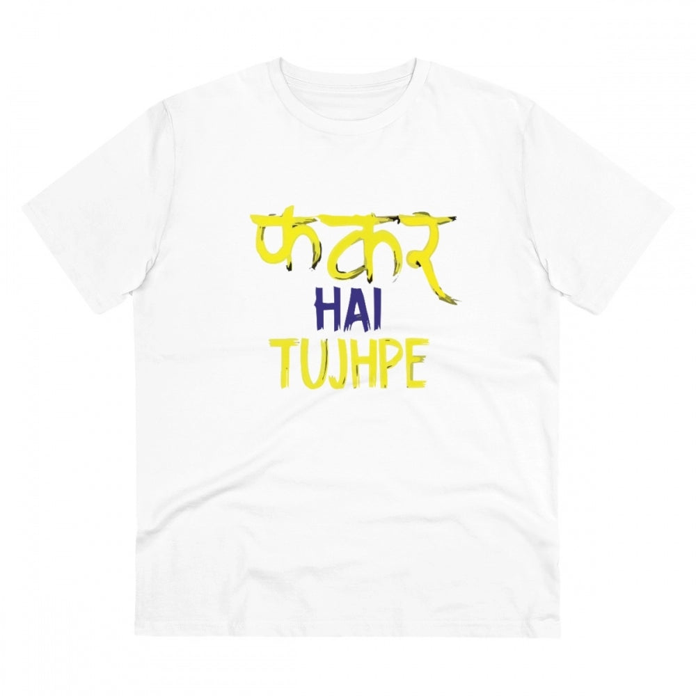 Clasymist Men's PC Cotton Phakar Hai Tuhjpe Printed T Shirt (Color: White, Thread Count: 180GSM)