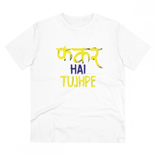 Clasymist Men's PC Cotton Phakar Hai Tuhjpe Printed T Shirt (Color: White, Thread Count: 180GSM)