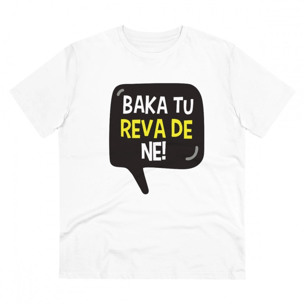 Clasymist Men's PC Cotton Baka Tu Reva De Printed T Shirt (Color: White, Thread Count: 180GSM)