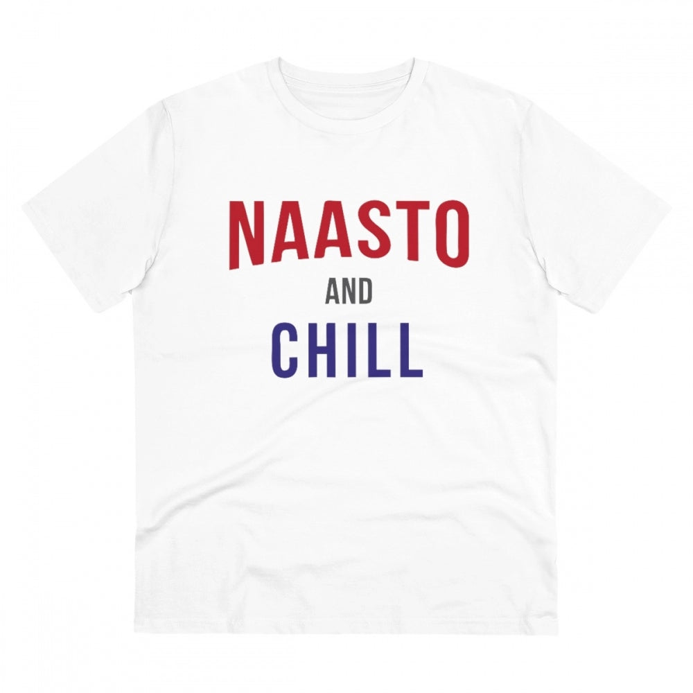 Clasymist Men's PC Cotton Nasto And Chill Printed T Shirt (Color: White, Thread Count: 180GSM)