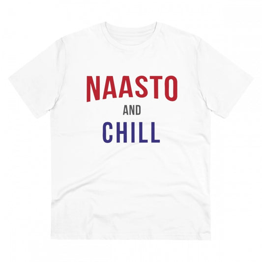 Clasymist Men's PC Cotton Nasto And Chill Printed T Shirt (Color: White, Thread Count: 180GSM)