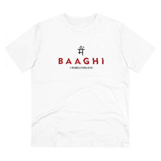 Clasymist Men's PC Cotton Me Bhaghi Printed T Shirt (Color: White, Thread Count: 180GSM)