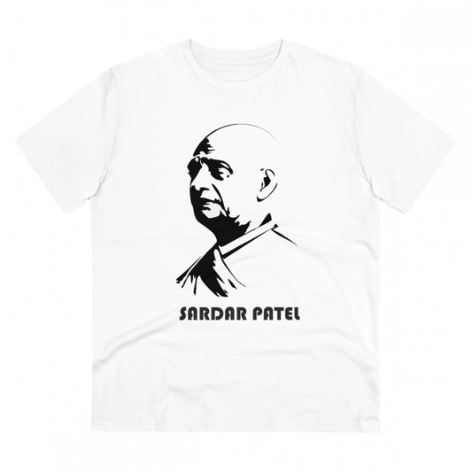 Clasymist Men's PC Cotton Sardar Patel Printed T Shirt (Color: White, Thread Count: 180GSM)