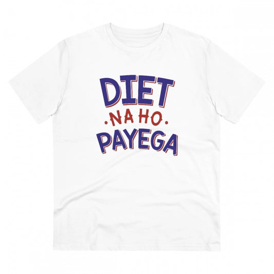 Clasymist Men's PC Cotton Diet Na Ho Payega Printed T Shirt (Color: White, Thread Count: 180GSM)