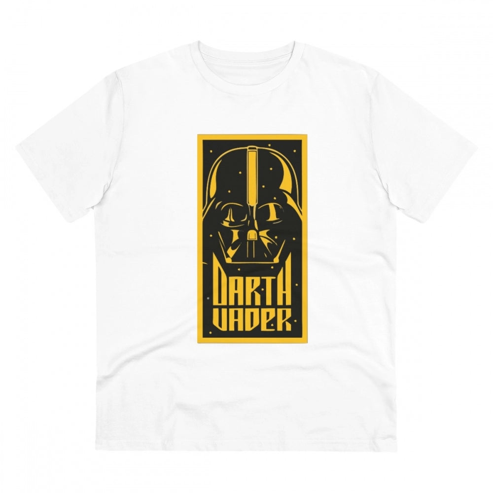 Clasymist Men's PC Cotton Darth Vader Printed T Shirt (Color: White, Thread Count: 180GSM)