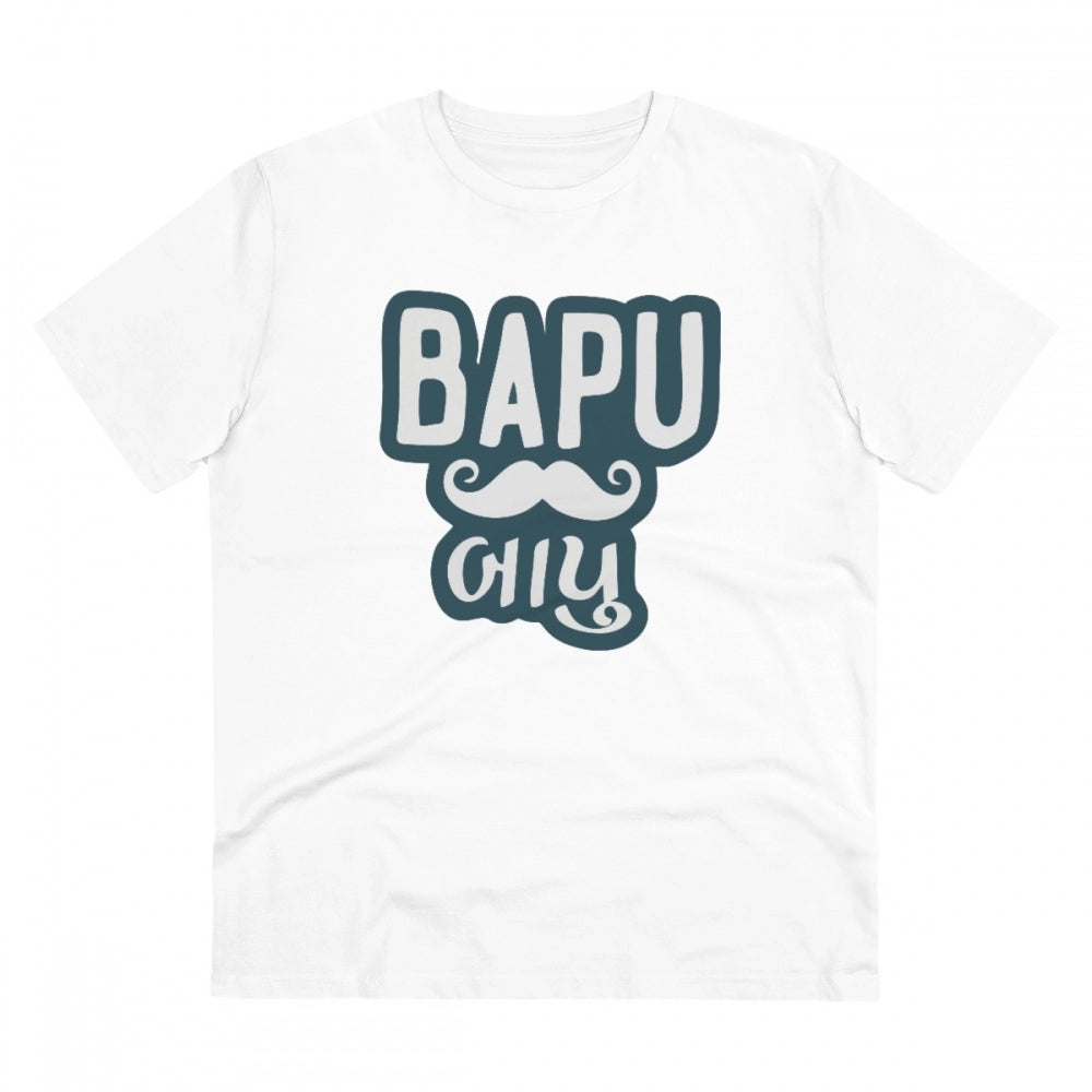 Clasymist Men's PC Cotton Baapu Printed T Shirt (Color: White, Thread Count: 180GSM)