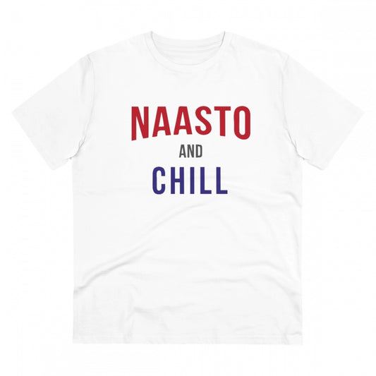 Clasymist Men's PC Cotton Nasto And Chill Printed T Shirt (Color: White, Thread Count: 180GSM)