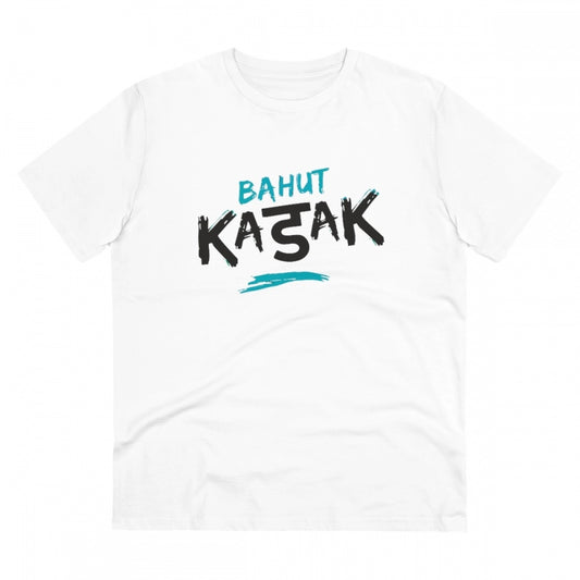 Clasymist Men's PC Cotton Bahot Kadak Printed T Shirt (Color: White, Thread Count: 180GSM)