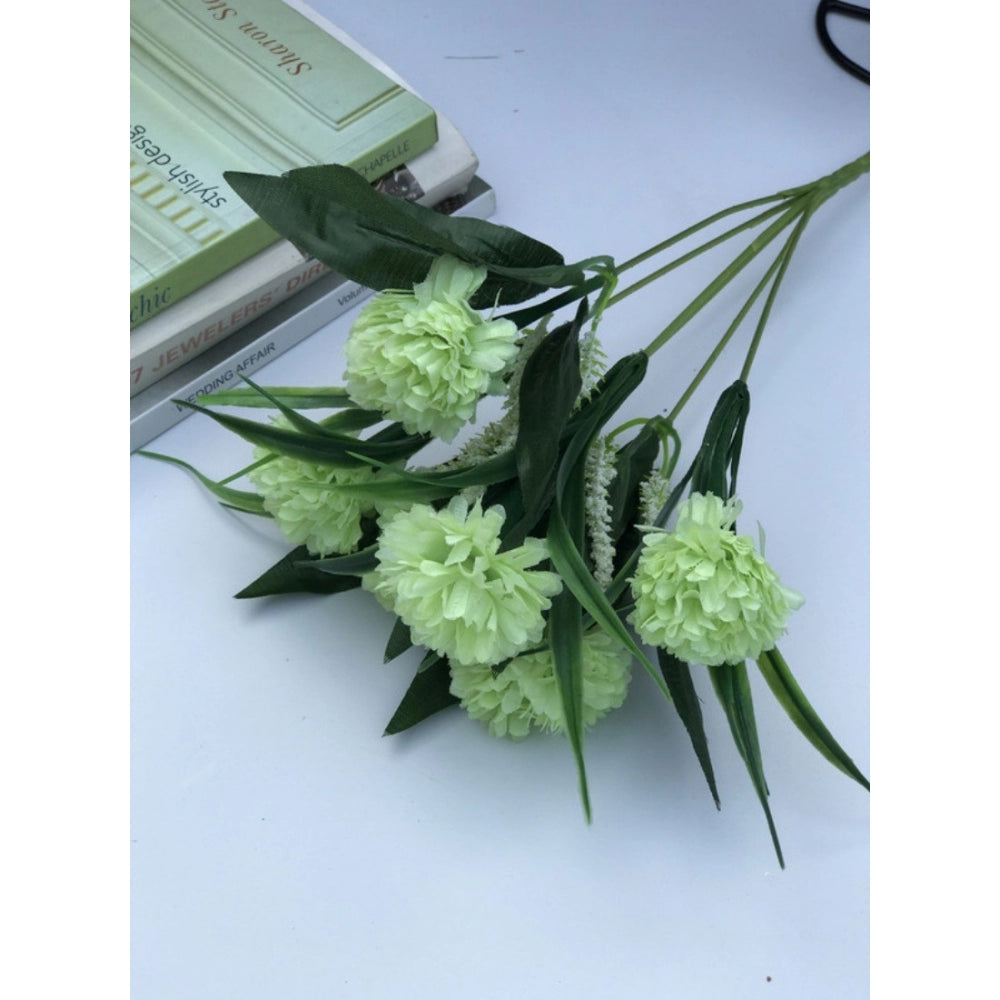 Clasymist Artificial Flowers Bunch Bouquet Of 6 Chrysanthemum Flowers For Home Decoration (Green, Material:Silk, Polyester)