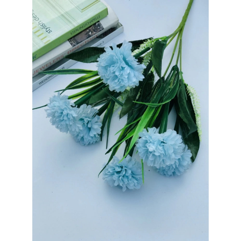 Clasymist Artificial Flowers Bunch Bouquet Of 6 Chrysanthemum Flowers For Home Decoration (Blue, Material:Silk, Polyester)